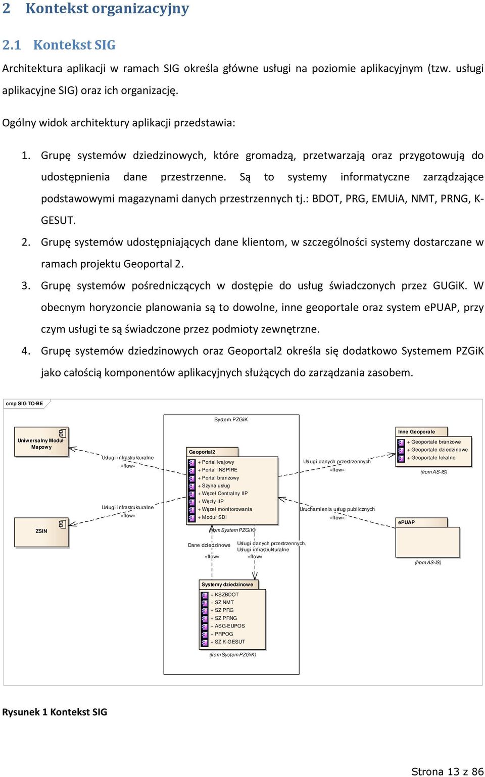 Są to systemy informatyczne zarządzające podstawowymi magazynami danych przestrzennych tj.: BDOT, PRG, EMUiA, NMT, PRNG, K- GESUT. 2.