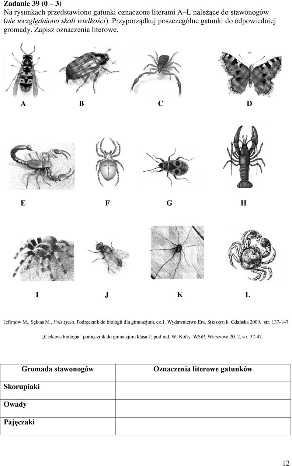 , Puls życia. Podręcznik do biologii dla gimnazjum, cz.1. Wydawnictwo Era, Straszyn k. Gdańska 2009, str. 137-147.