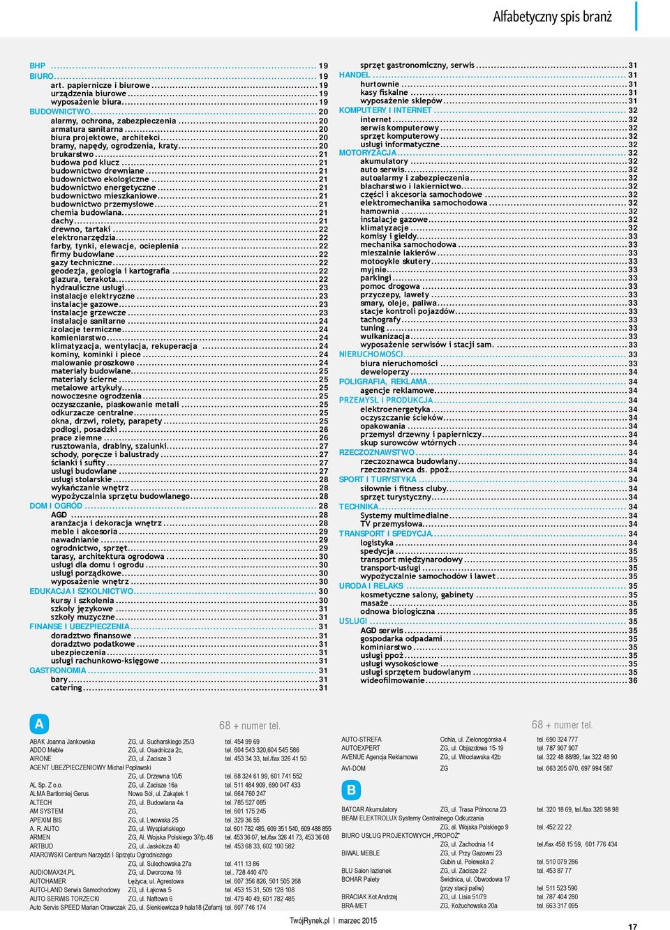 ..21 budownictwo mieszkaniowe...21 budownictwo przemysłowe...21 chemia budowlana...21 dachy...21 drewno, tartaki...22 elektronarzędzia...22 farby, tynki, elewacje, ocieplenia...22 firmy budowlane.