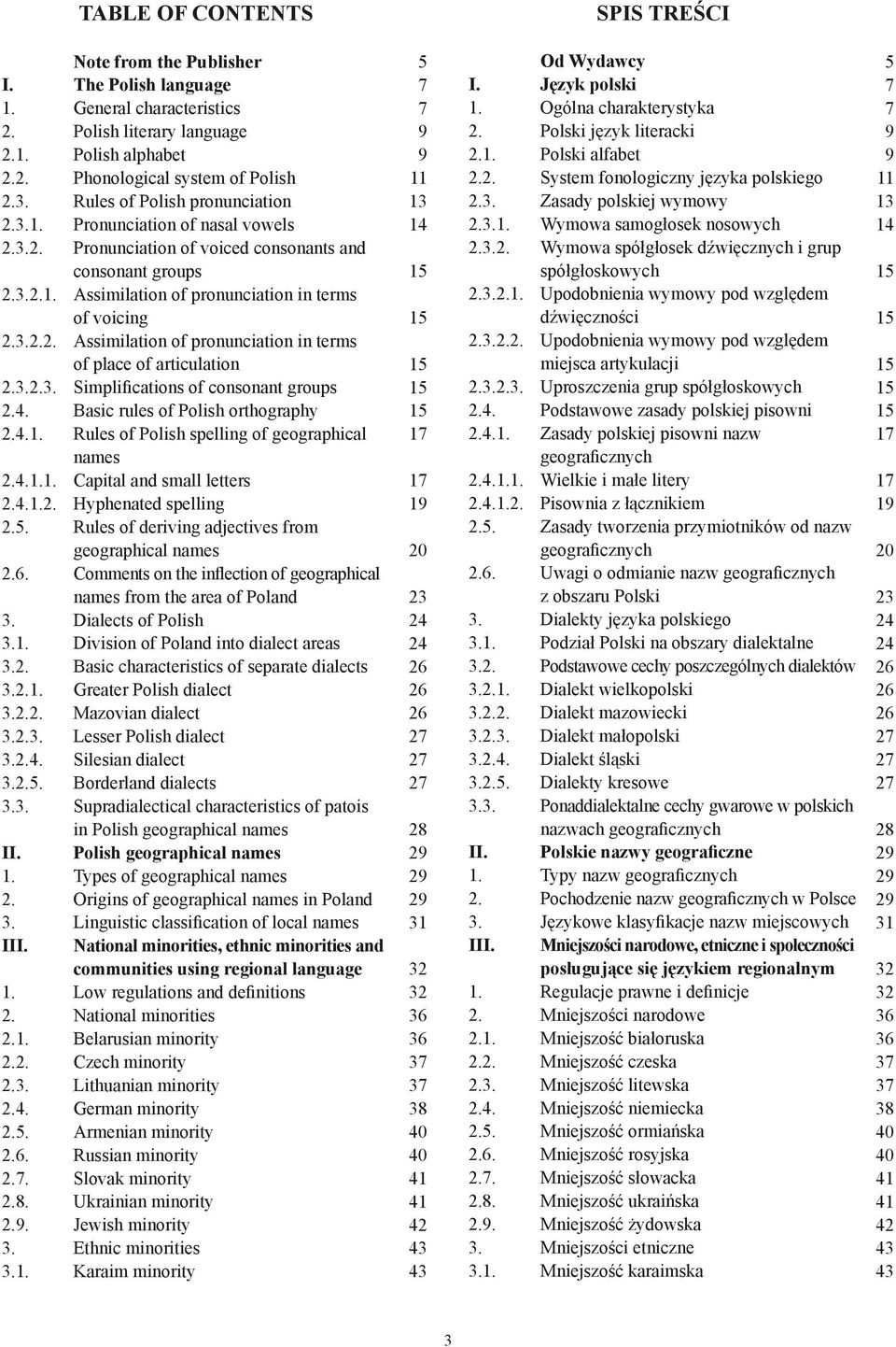 3.2.3. Simplifications of consonant groups 2.4. Basic rules of Polish orthography 2.4.1. Rules of Polish spelling of geographical names 2.4.1.1. Capital and small letters 2.4.1.2. Hyphenated spelling 2.