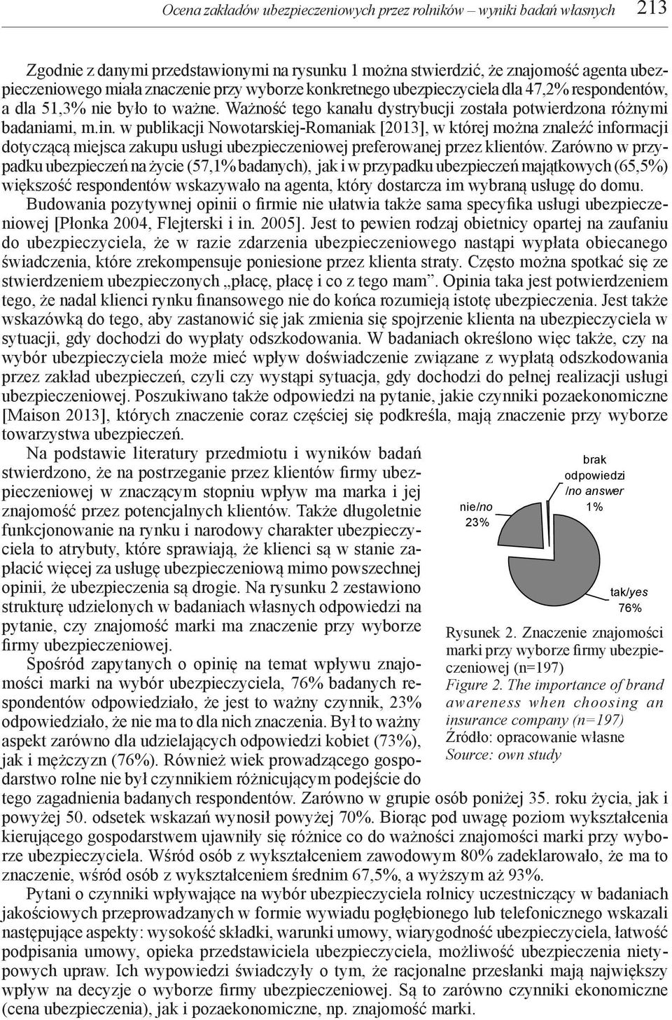 w publikacji Nowotarskiej-Romaniak [2013], w której można znaleźć informacji dotyczącą miejsca zakupu usługi ubezpieczeniowej preferowanej przez klientów.