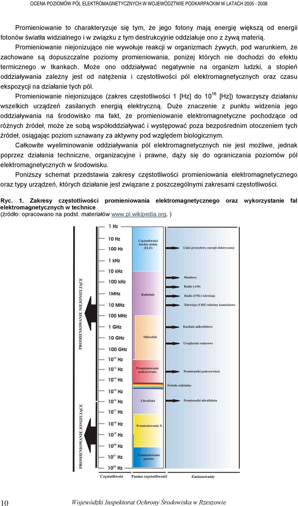 tkankach. Może ono oddziaływać negatywnie na organizm ludzki, a stopień oddziaływania zależny jest od natężenia i częstotliwości pól elektromagnetycznych oraz czasu ekspozycji na działanie tych pól.