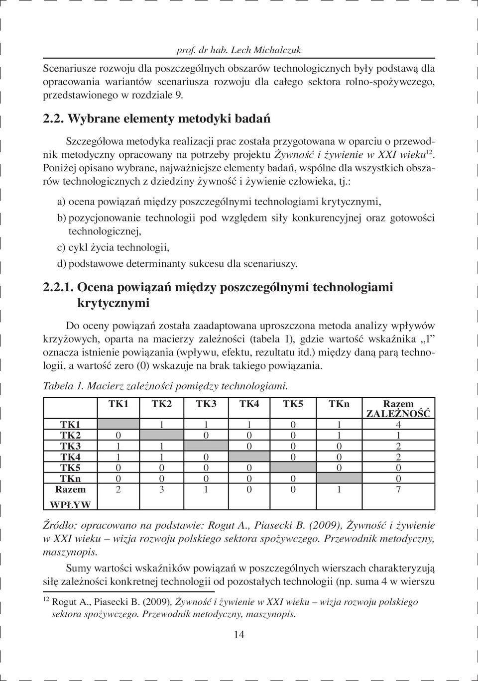 Poniżej opisano wybrane, najważniejsze elementy badań, wspólne dla wszystkich obszarów technologicznych z dziedziny żywność i żywienie człowieka, tj.