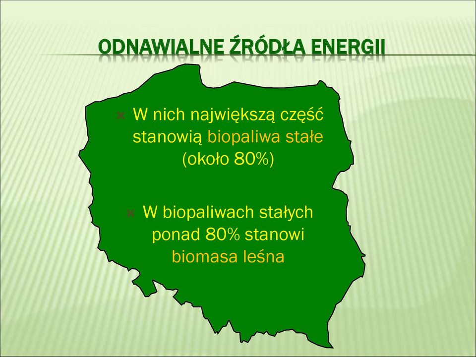 biopaliwa stałe (około 80%) W