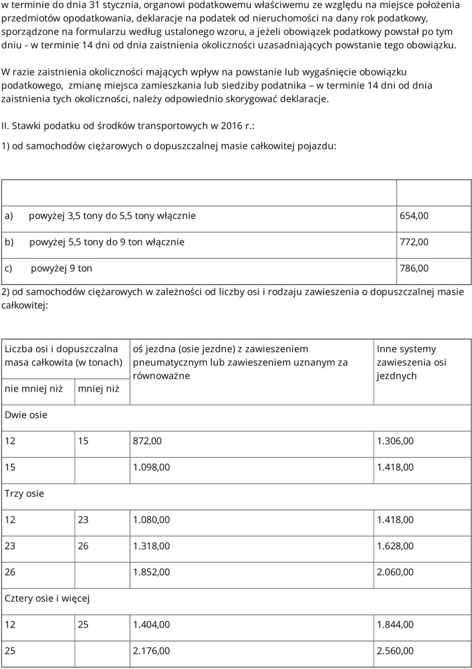 W razie zaistnienia okoliczności mających wpływ na powstanie lub wygaśnięcie obowiązku podatkowego, zmianę miejsca zamieszkania lub siedziby podatnika w terminie 14 dni od dnia zaistnienia tych