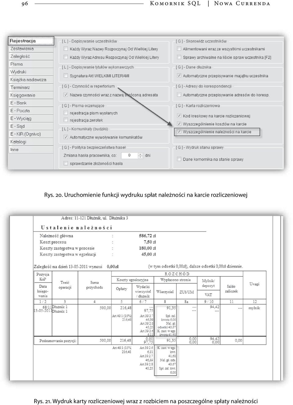 karcie rozliczeniowej Rys. 21.