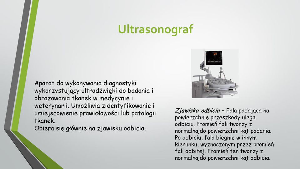 Zjawisko odbicia Fala padająca na powierzchnię przeszkody ulega odbiciu. Promień fali tworzy z normalną do powierzchni kąt padania.