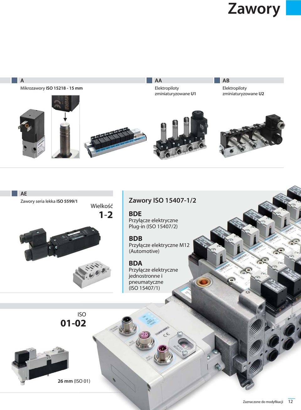 Przyłącze elektryczne Plug-in (ISO 15407/2) BDB Przyłącze elektryczne M12 (Automotive) BDA