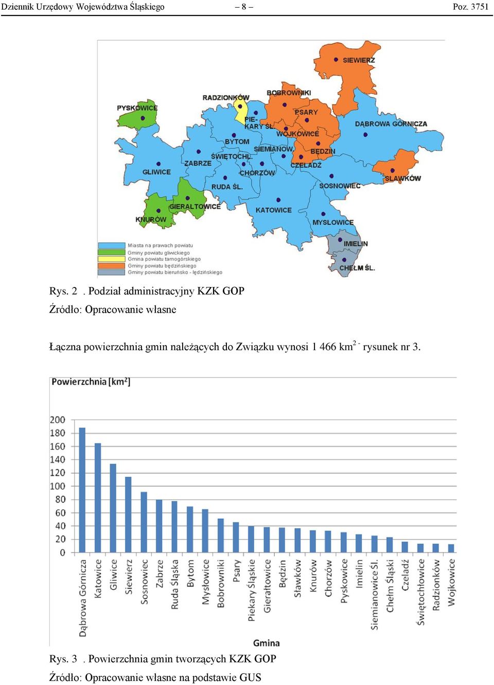 powierzchnia gmin należących do Związku wynosi 1 466 km 2 - rysunek nr