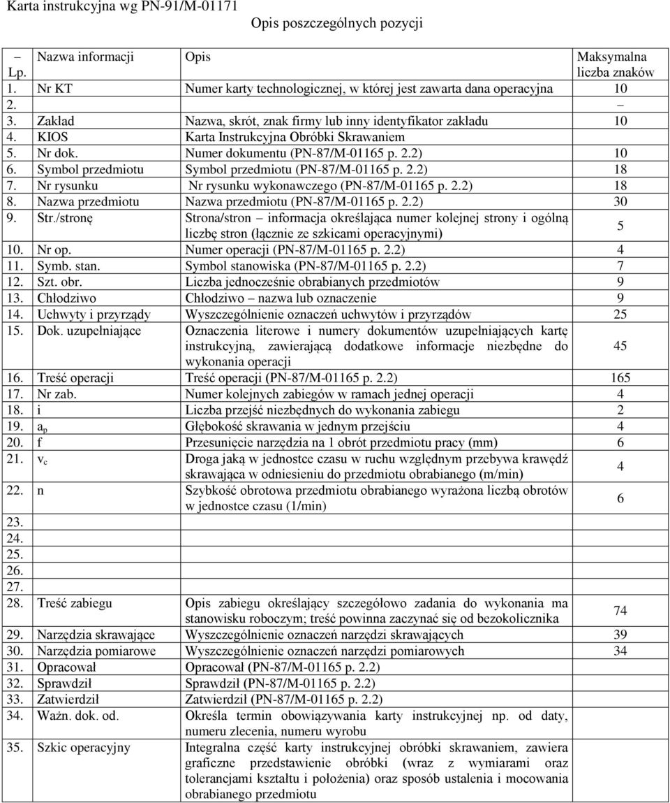 Symbol przedmiotu Symbol przedmiotu (PN-87/M-01165 p. 2.2) 18 7. Nr rysunku Nr rysunku wykonawczego (PN-87/M-01165 p. 2.2) 18 8. Nazwa przedmiotu Nazwa przedmiotu (PN-87/M-01165 p. 2.2) 30 9. Str.