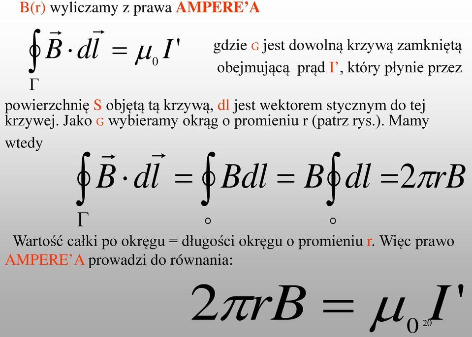 krzywej. Jako G wybieramy okrąg o promieniu r (patrz rys.).