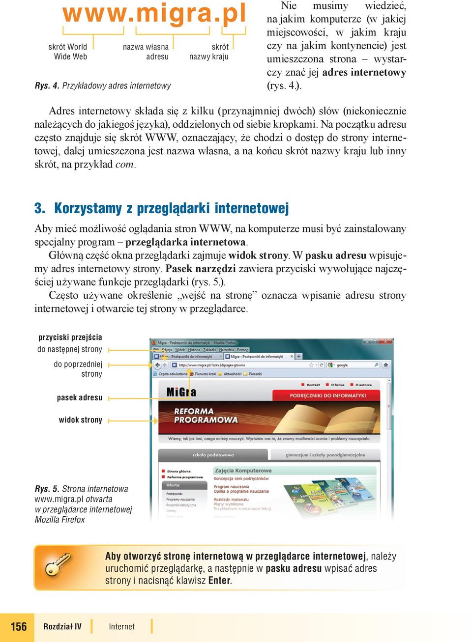 adres internetowy (rys. 4.). Adres internetowy składa się z kilku (przynajmniej dwóch) słów (niekoniecznie należących do jakiegoś języka), oddzielonych od siebie kropkami.