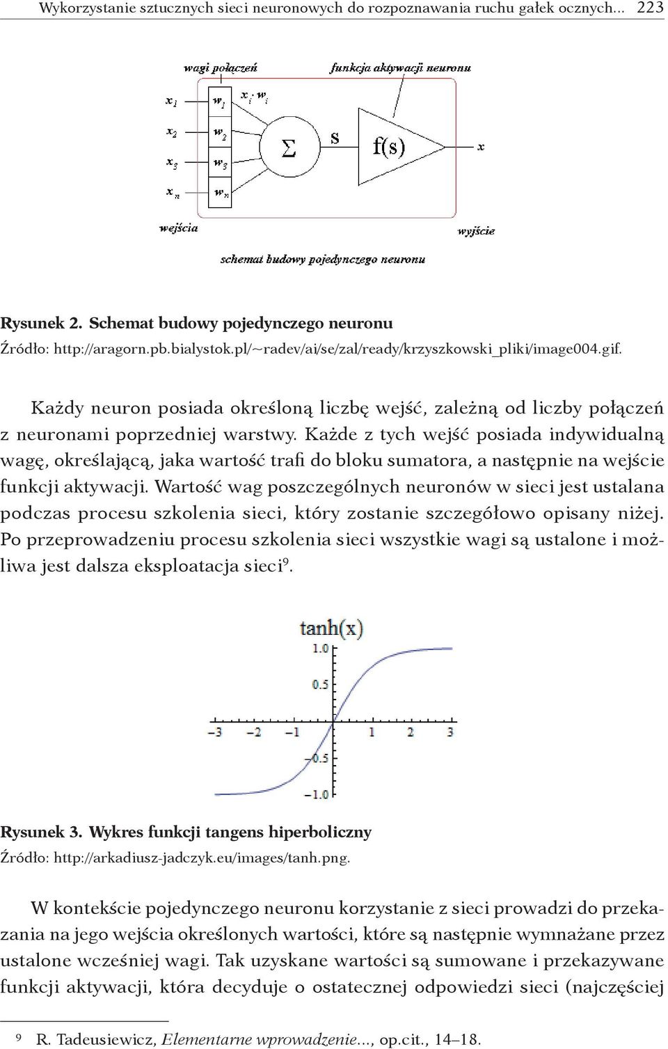 Każde z tych wejść posiada indywidualną wagę, określającą, jaka wartość trafi do bloku sumatora, a następnie na wejście funkcji aktywacji.