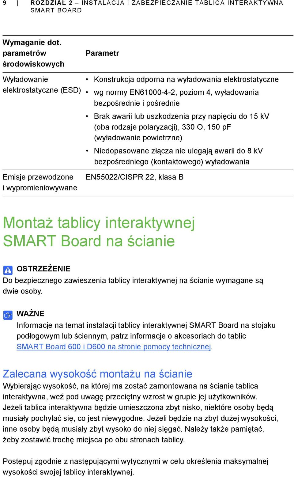 awarii lub uszkodzenia przy napięciu do 15 kv (oba rodzaje polaryzacji), 330 O, 150 pf (wyładowanie powietrzne) Niedopasowane złącza nie ulegają awarii do 8 kv bezpośredniego (kontaktowego)