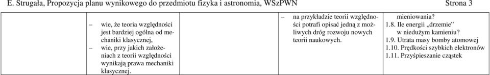 na przykładzie teorii względności potrafi opisać jedną z moŝliwych dróg rozwoju nowych teorii naukowych. mieniowania? 1.8.