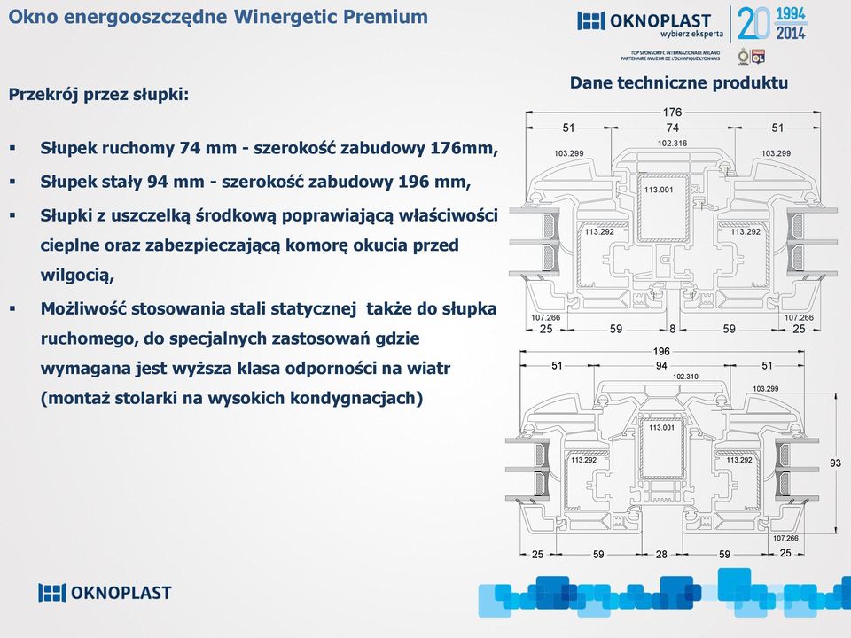 292 wilgocią, Możliwość stosowania stali statycznej także do słupka ruchomego, do specjalnych zastosowań gdzie wymagana jest wyższa klasa odporności na