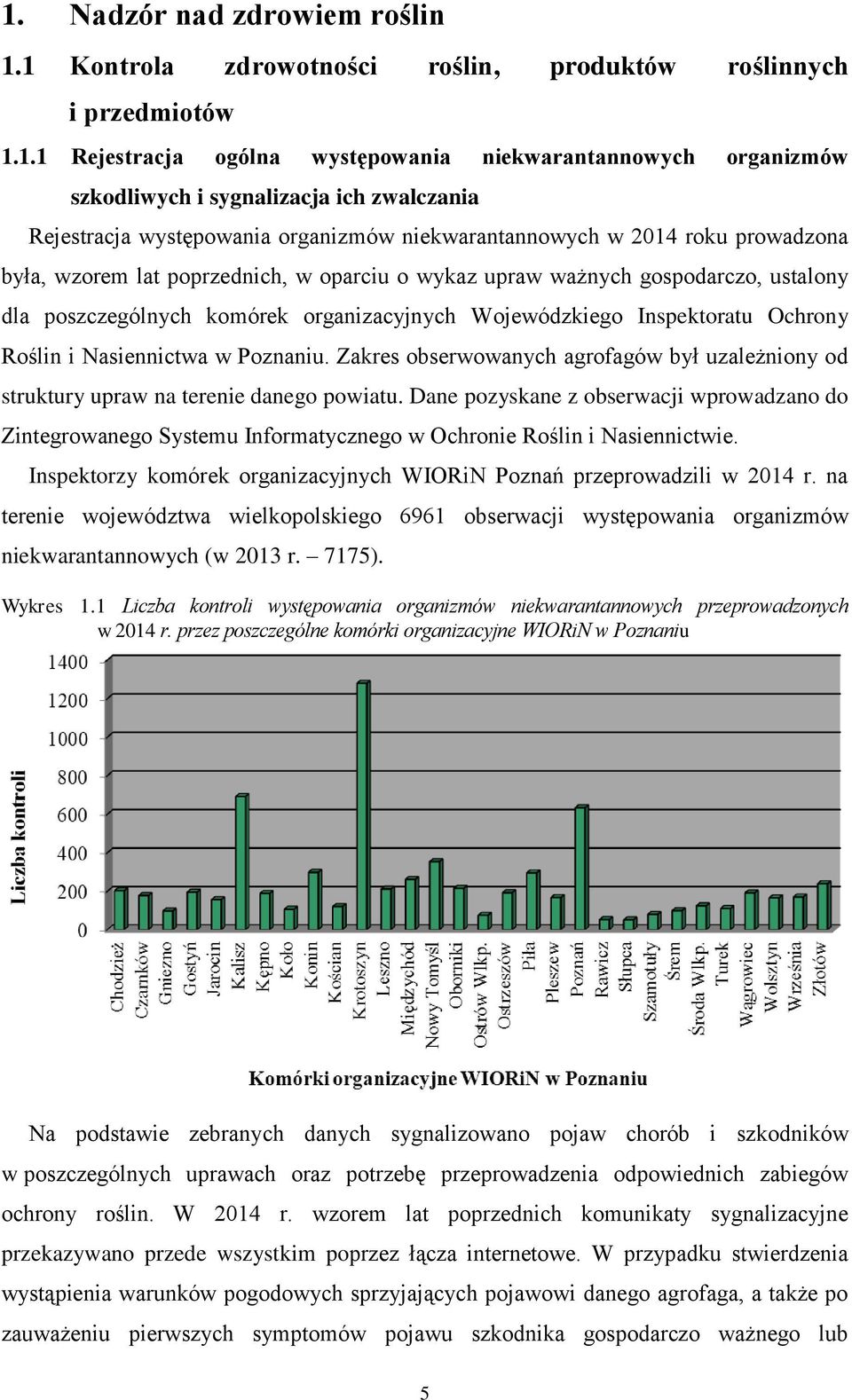 organizacyjnych Wojewódzkiego Inspektoratu Ochrony Roślin i Nasiennictwa w Poznaniu. Zakres obserwowanych agrofagów był uzależniony od struktury upraw na terenie danego powiatu.