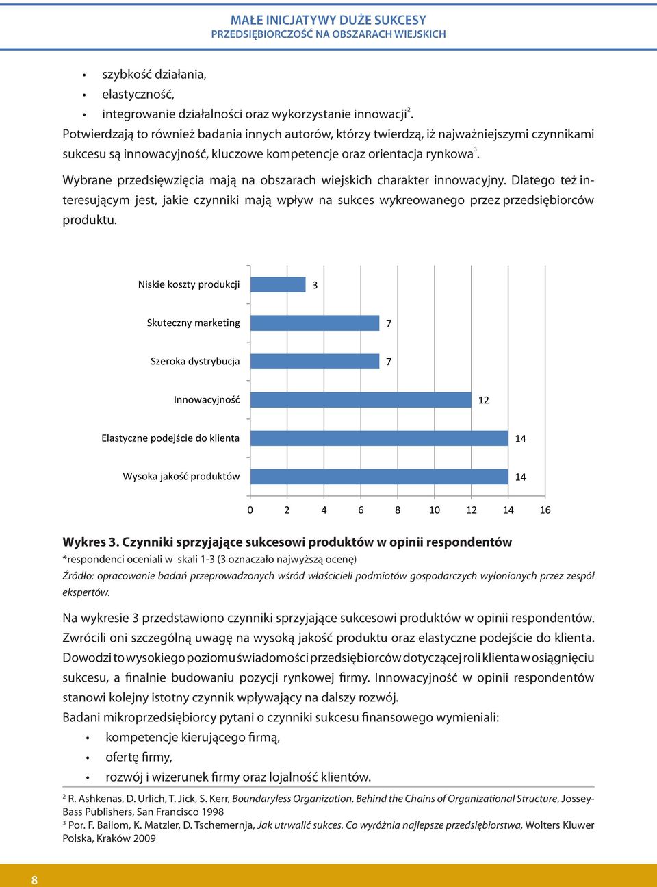 Wybrane przedsięwzięcia mają na obszarach wiejskich charakter innowacyjny. Dlatego też interesującym jest, jakie czynniki mają wpływ na sukces wykreowanego przez przedsiębiorców produktu.