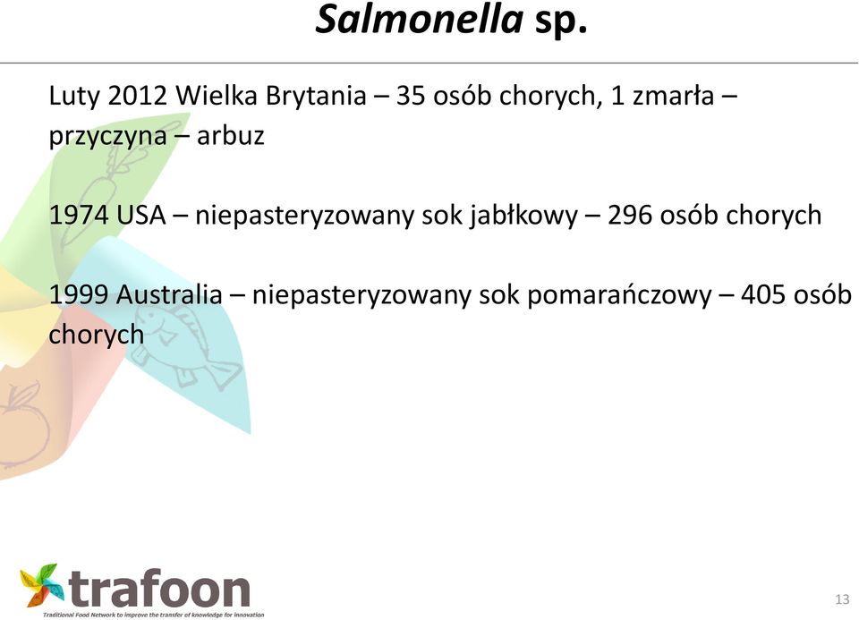 przyczyna arbuz 1974 USA niepasteryzowany sok