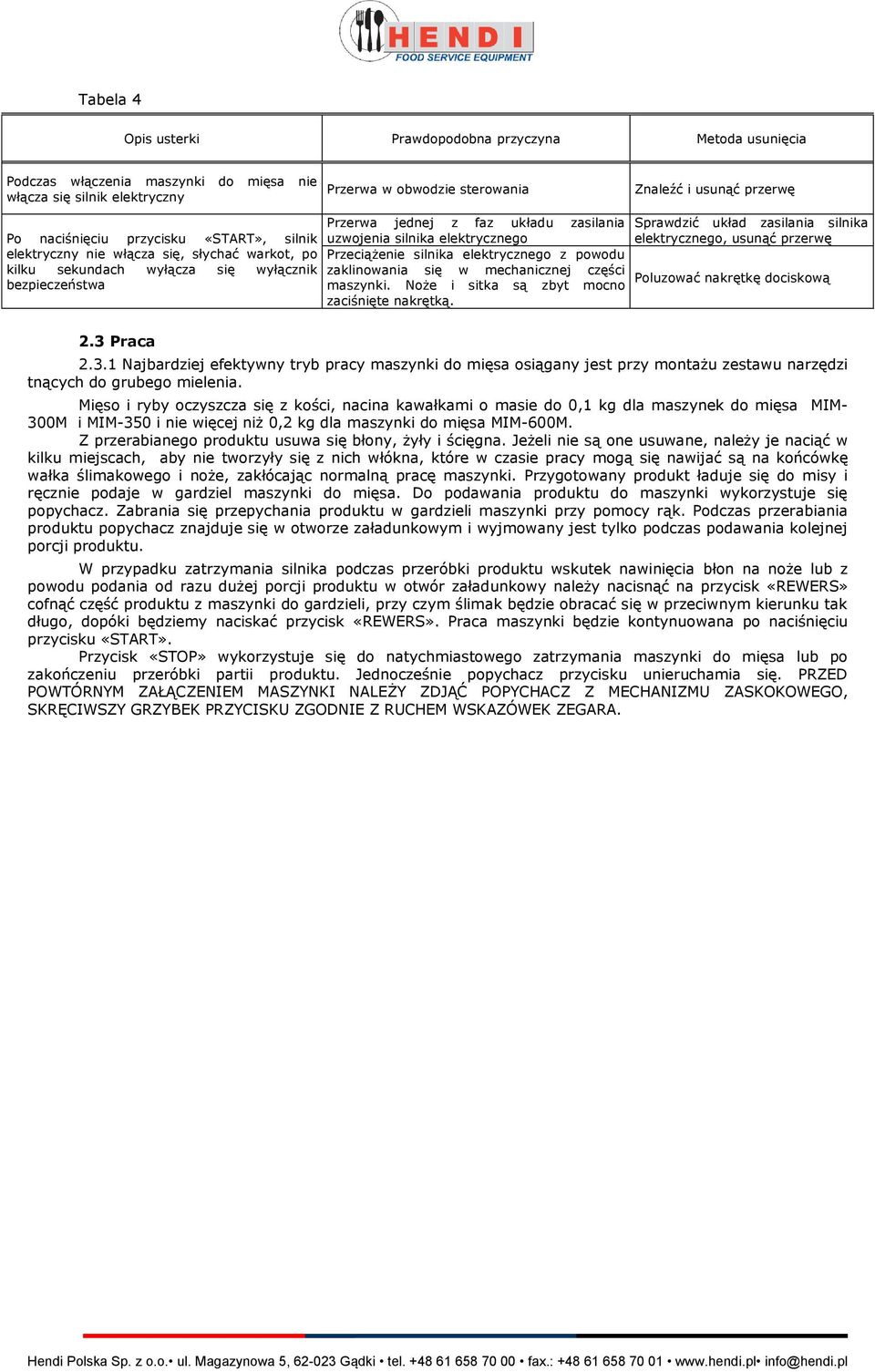 elektrycznego Przeciążenie silnika elektrycznego z powodu zaklinowania się w mechanicznej części maszynki. Noże i sitka są zbyt mocno zaciśnięte nakrętką.