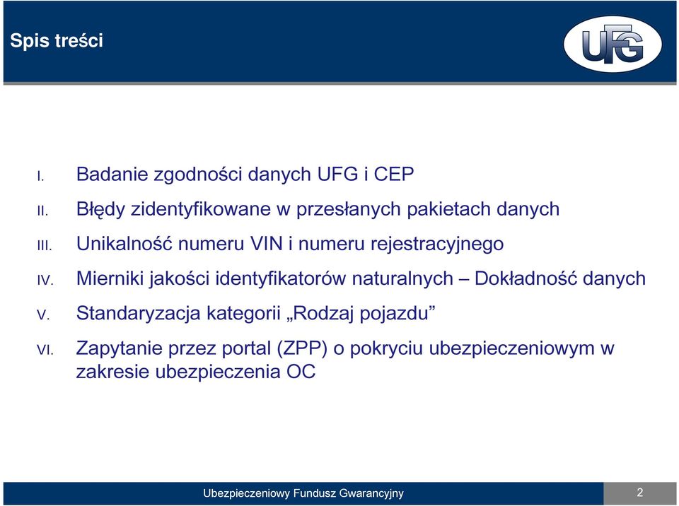 rejestracyjnego Mierniki jakości identyfikatorów naturalnych Dokładność danych V.