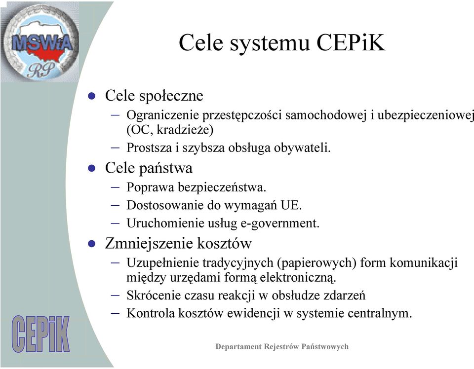 Uruchomienie usług e-government.