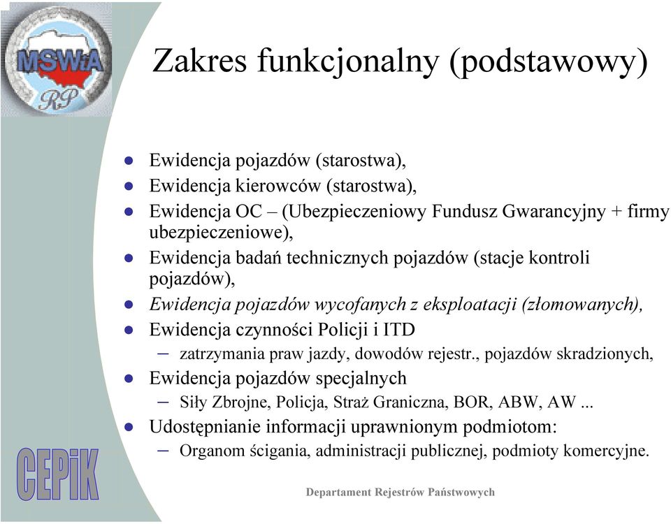 Ewidencja czynności Policji i ITD zatrzymania praw jazdy, dowodów rejestr.