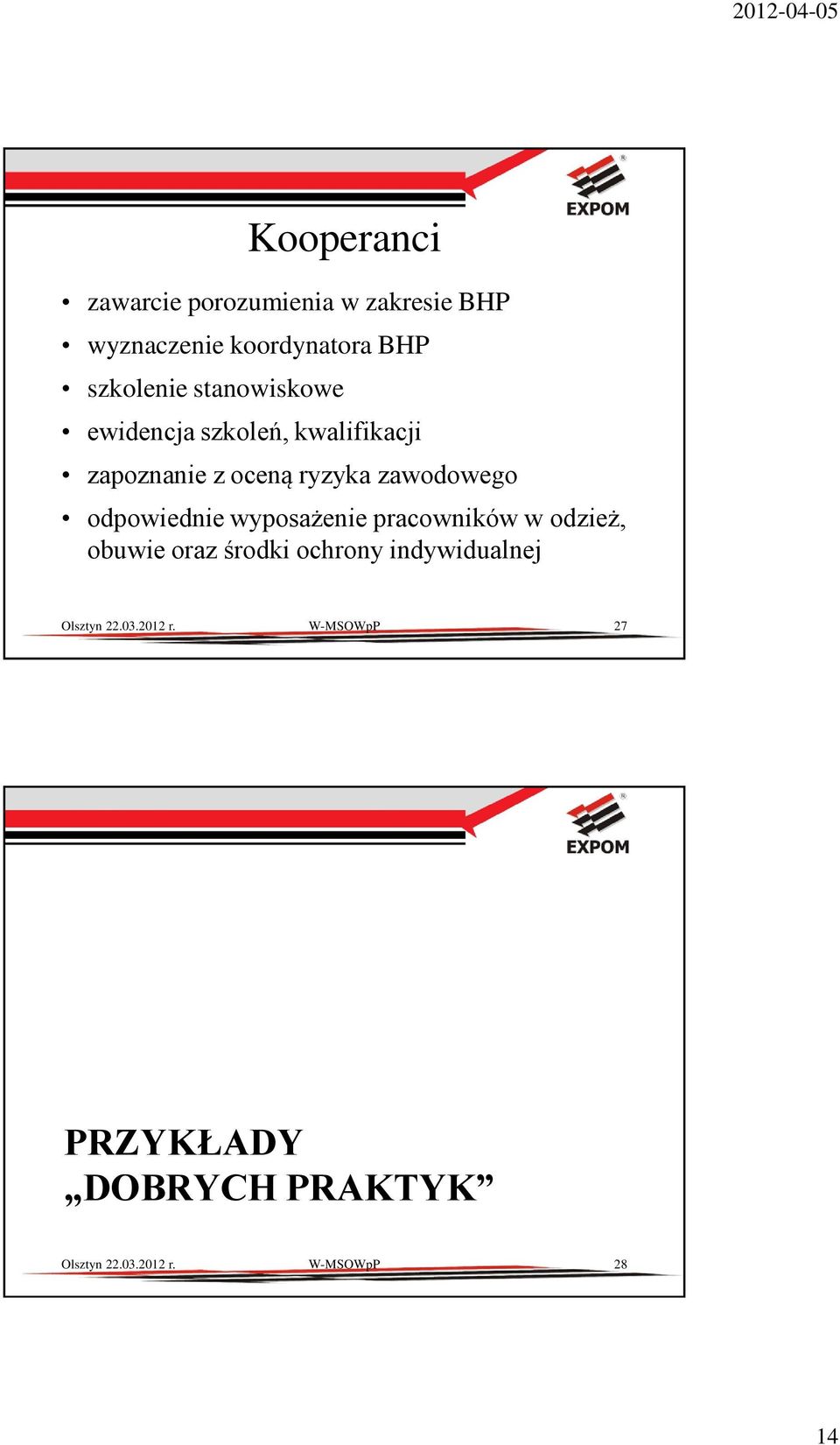 odpowiednie wyposażenie pracowników w odzież, obuwie oraz środki ochrony indywidualnej