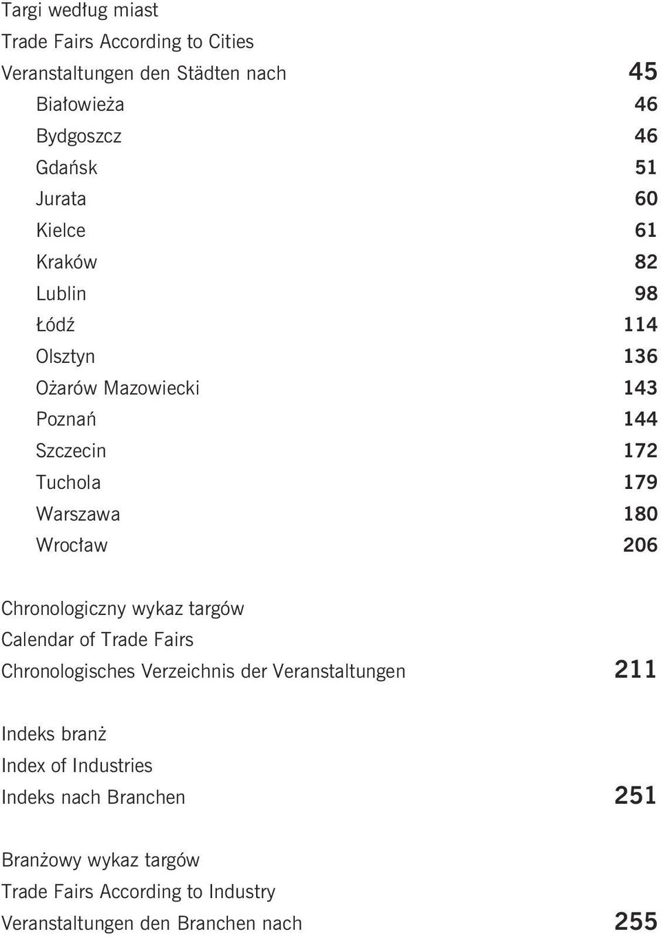 Wroc³aw 206 Chronologiczny wykaz targów Calendar of Trade Fairs Chronologisches Verzeichnis der Veranstaltungen 211 Indeks bran