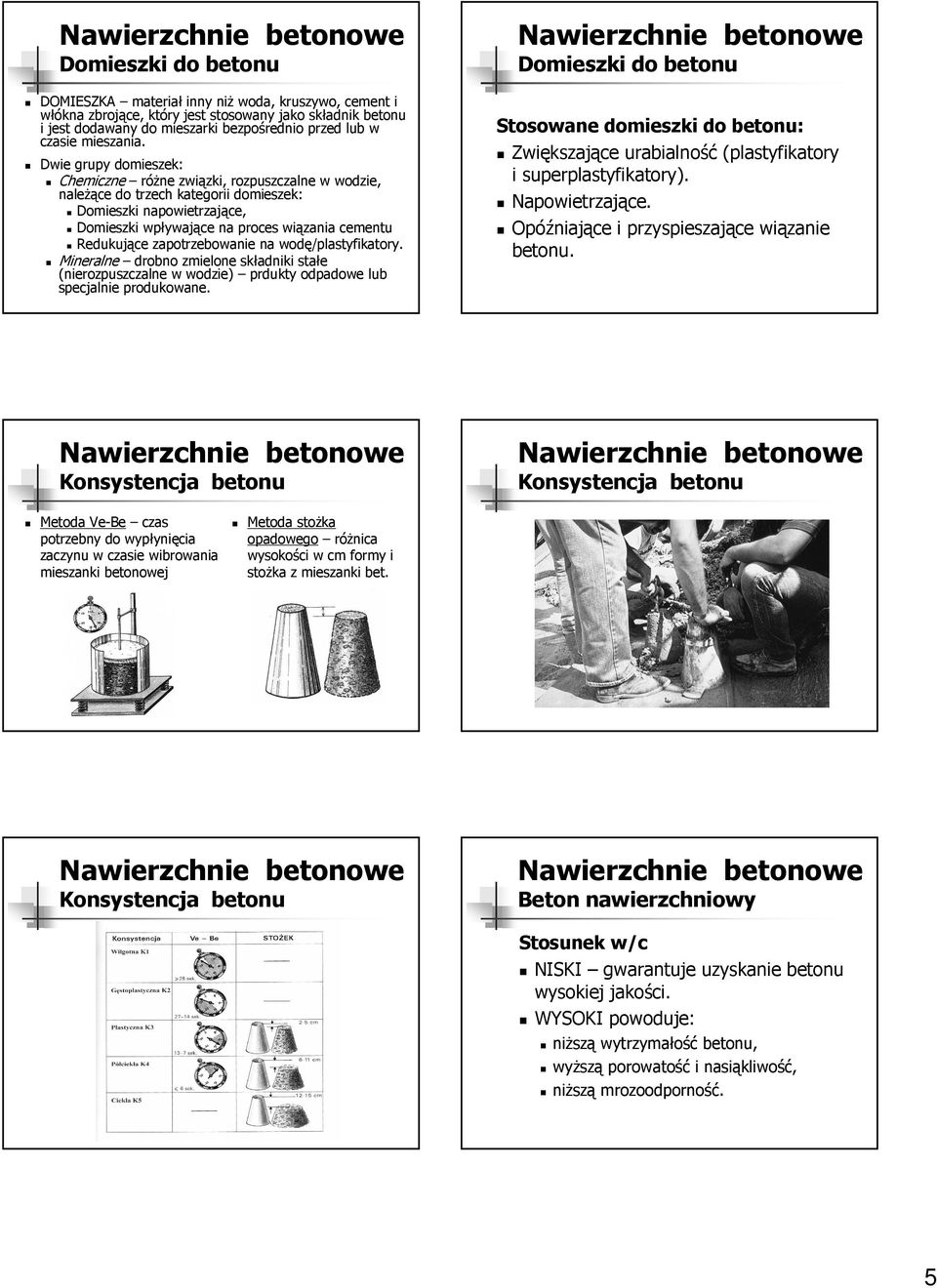 wodę/plastyfikatory. Mineralne drobno zmielone składniki stałe (nierozpuszczalne w wodzie) prdukty odpadowe lub specjalnie produkowane.