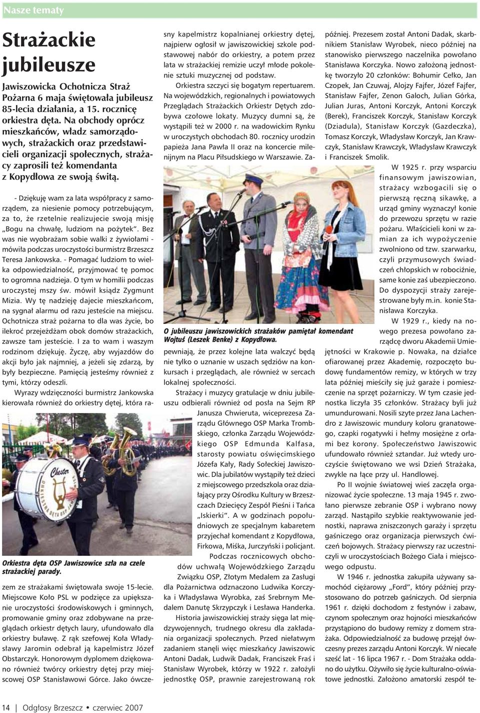 Orkiestra dęta OSP Jawiszowice szła na czele strażackiej parady.
