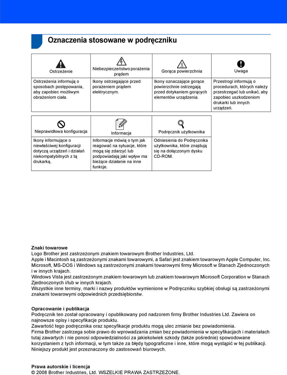 Ikony oznaczające gorące powierzchnie ostrzegają przed dotykaniem gorących elementów urządzenia.