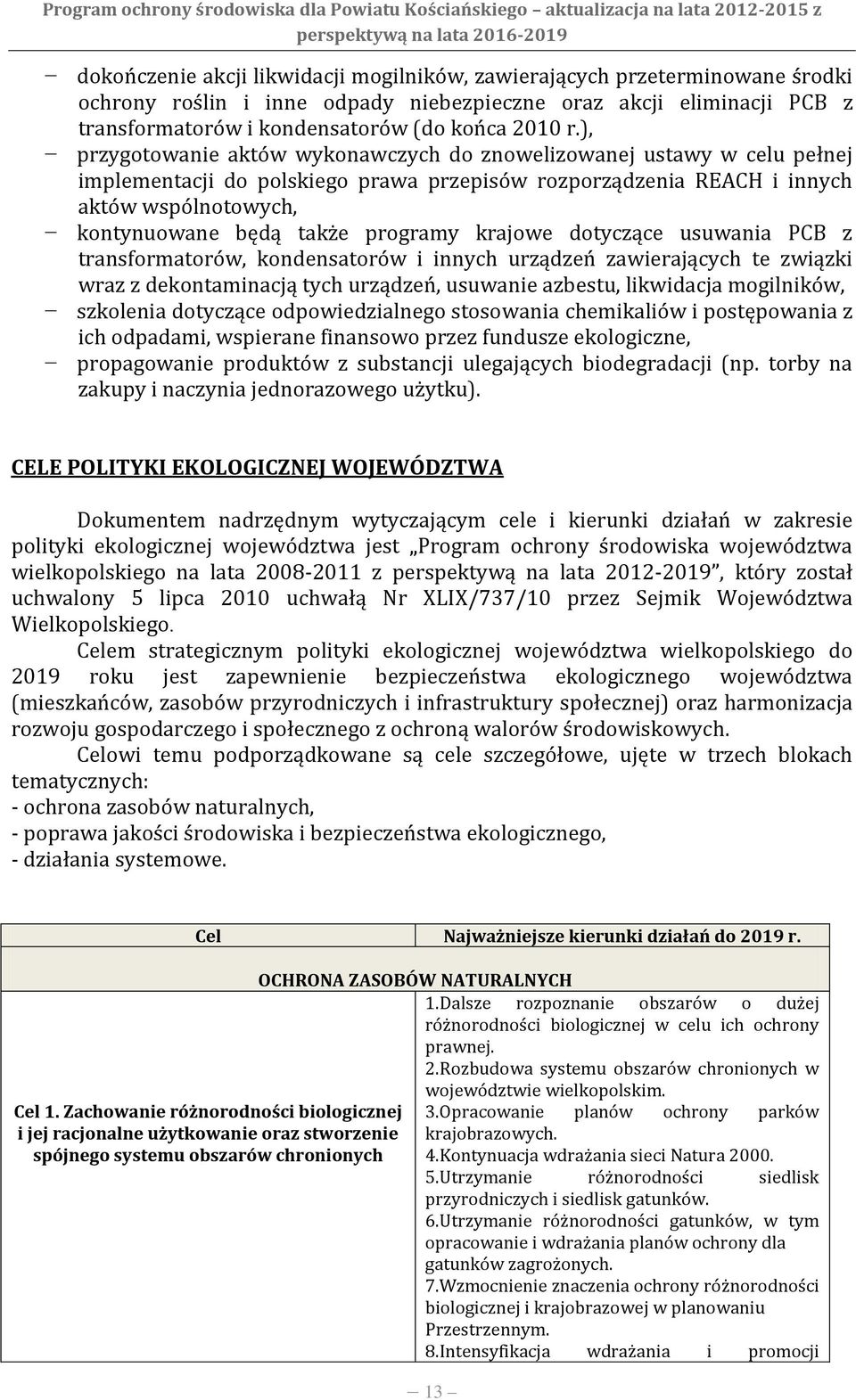 programy krajowe dotyczące usuwania PCB z transformatorów, kondensatorów i innych urządzeń zawierających te związki wraz z dekontaminacją tych urządzeń, usuwanie azbestu, likwidacja mogilników,