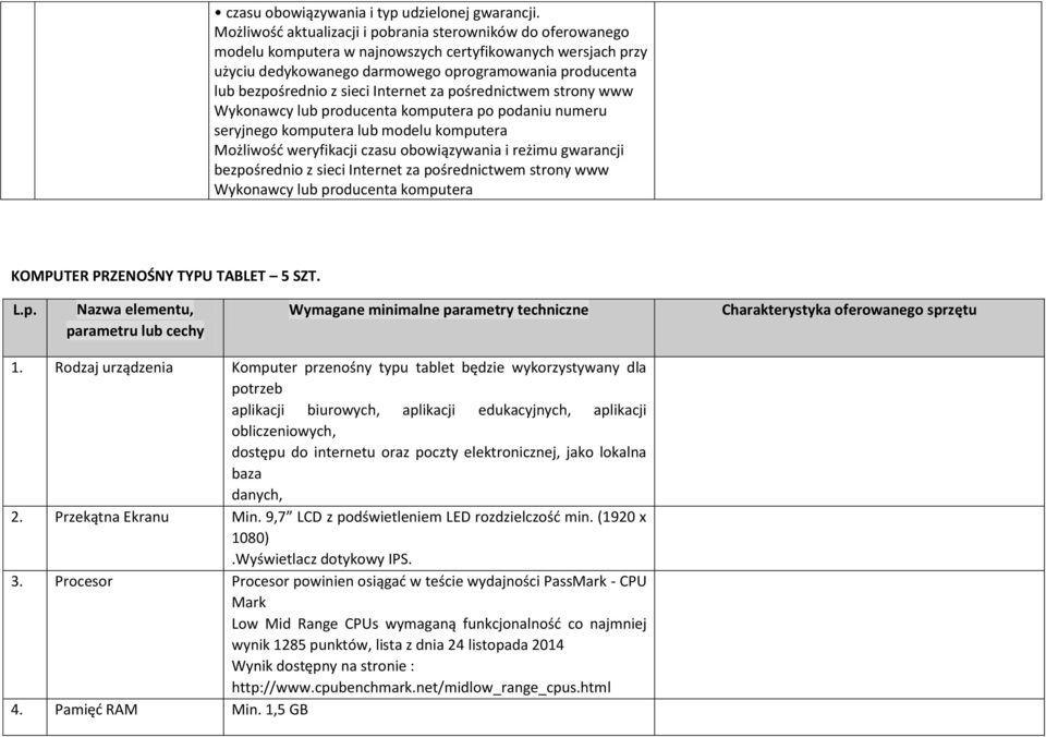 sieci Internet za pośrednictwem strony www Wykonawcy lub producenta komputera po podaniu numeru seryjnego komputera lub modelu komputera Możliwość weryfikacji czasu obowiązywania i reżimu gwarancji