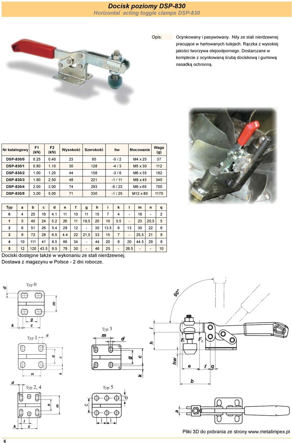 40 23 85-5 / 2 M4 x 25 37 DSP-830/1 0.80 1.10 30 128-4 / 3 M5 x 30 112 DSP-830/2 1.00 1.20 44 158-3 / 6 M6 x 35 182 DSP-830/3 1.80 2.50 48 221-1 / 11 M8 x 45 340 DSP-830/4 2.00 3.