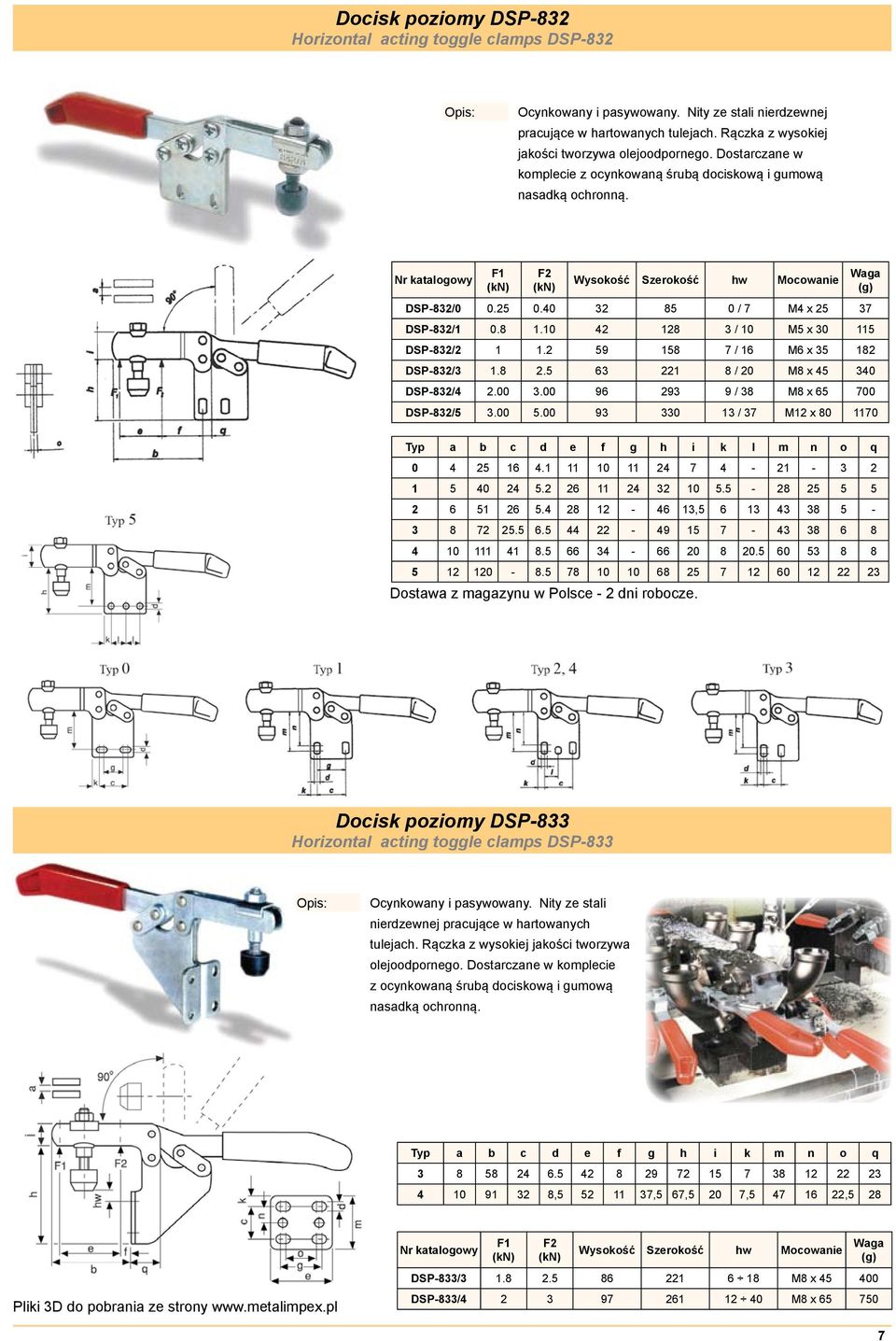 40 32 85 0 / 7 M4 x 25 37 DSP-832/1 0.8 1.10 42 128 3 / 10 M5 x 30 115 DSP-832/2 1 1.2 59 158 7 / 16 M6 x 35 182 DSP-832/3 1.8 2.5 63 221 8 / 20 M8 x 45 340 DSP-832/4 2.00 3.