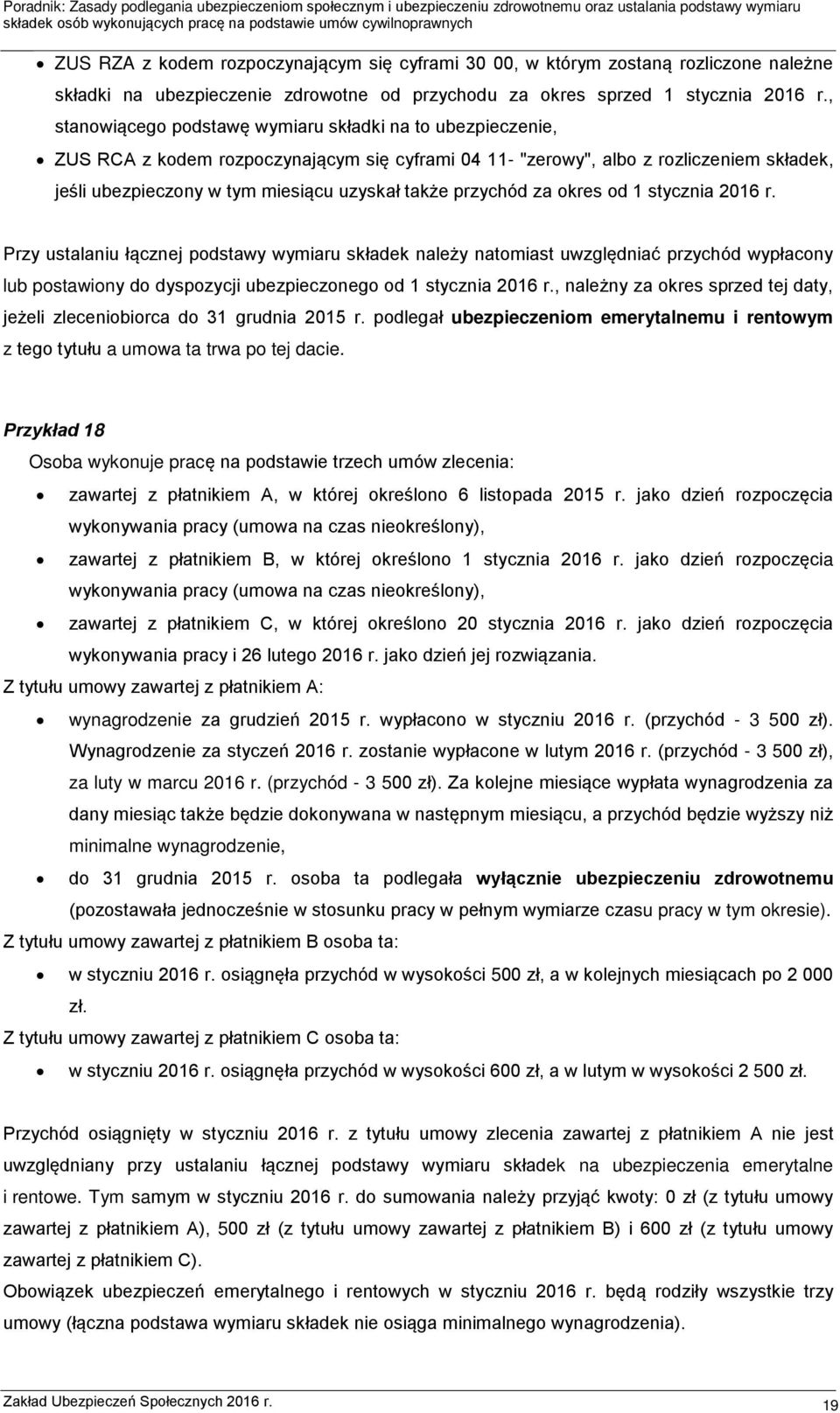 przychód za okres od 1 stycznia 2016 r.