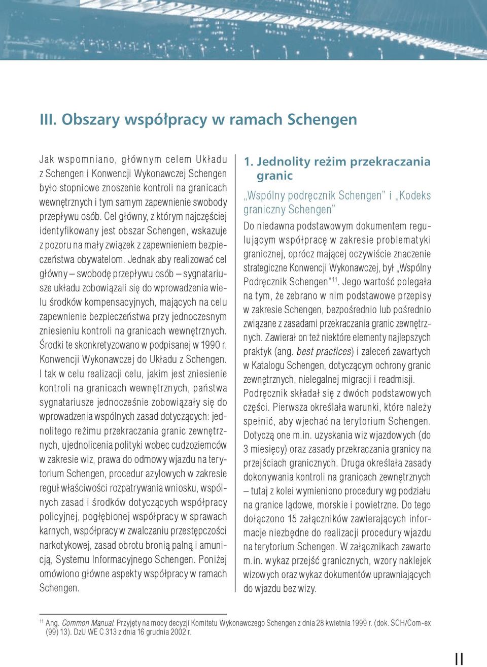 Jednak aby realizować cel główny swobodę przepływu osób sygnatariusze układu zobowiązali się do wprowadzenia wielu środków kompensacyjnych, mających na celu zapewnienie bezpieczeństwa przy