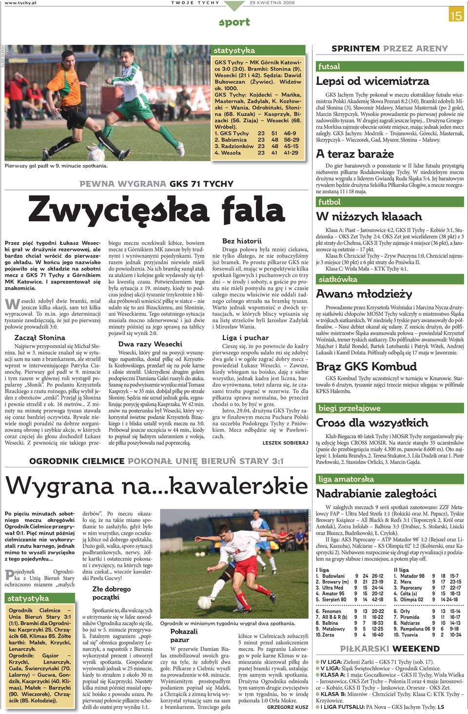 W końcu jego nazwisko pojawiło się w składzie na sobotni mecz z GKS 71 Tychy z Górnikiem MK Katowice. I zaprezentował się znakomicie.