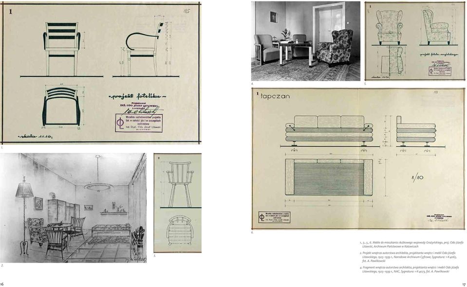 Projekt wnętrza autorstwa architekta, projektanta wnętrz i mebli Odo Józefa Litawskiego, 1925 1939 r.