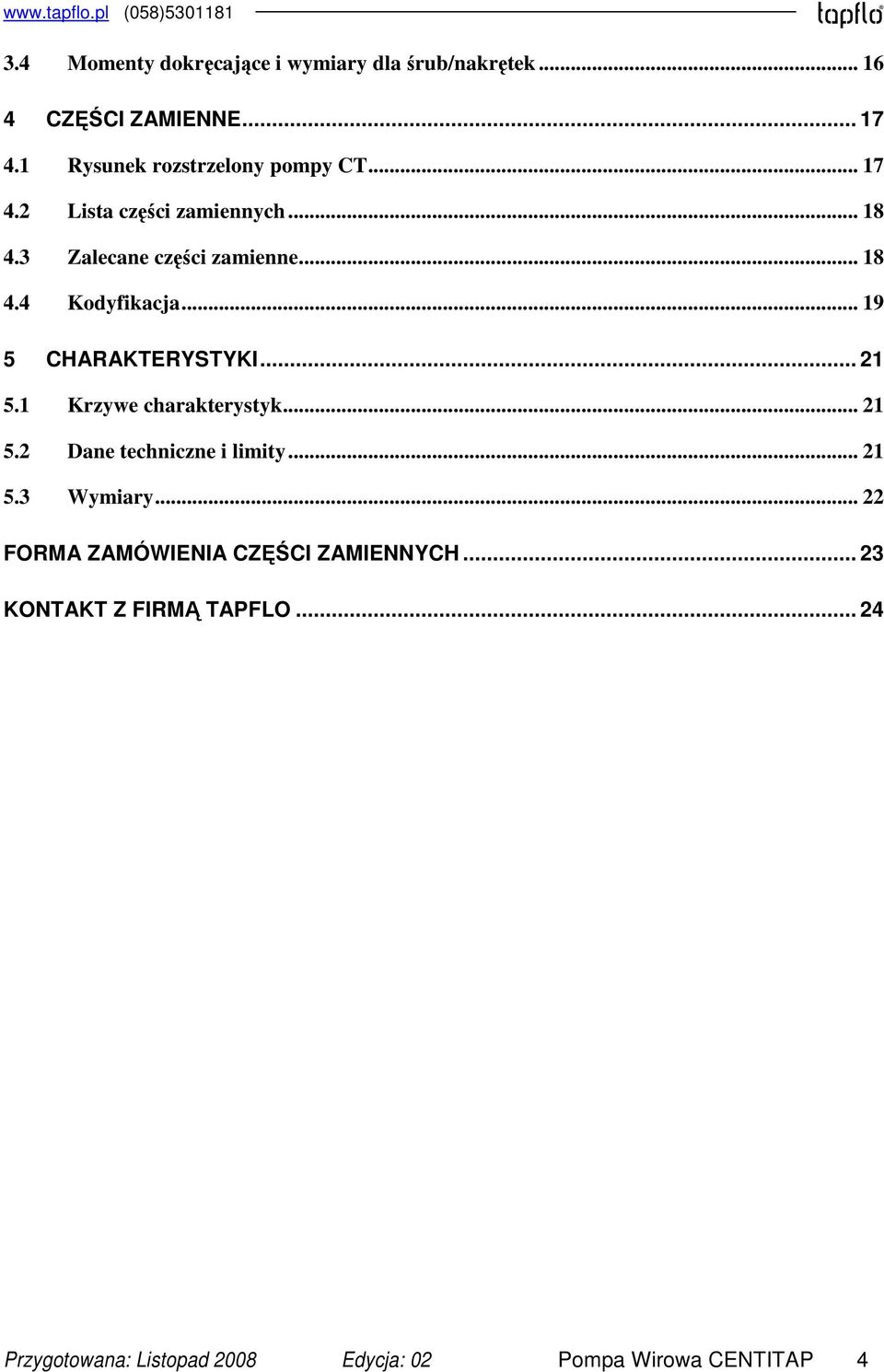 .. 21 5.1 Krzywe charakterystyk... 21 5.2 Dane techniczne i limity... 21 5.3 Wymiary.