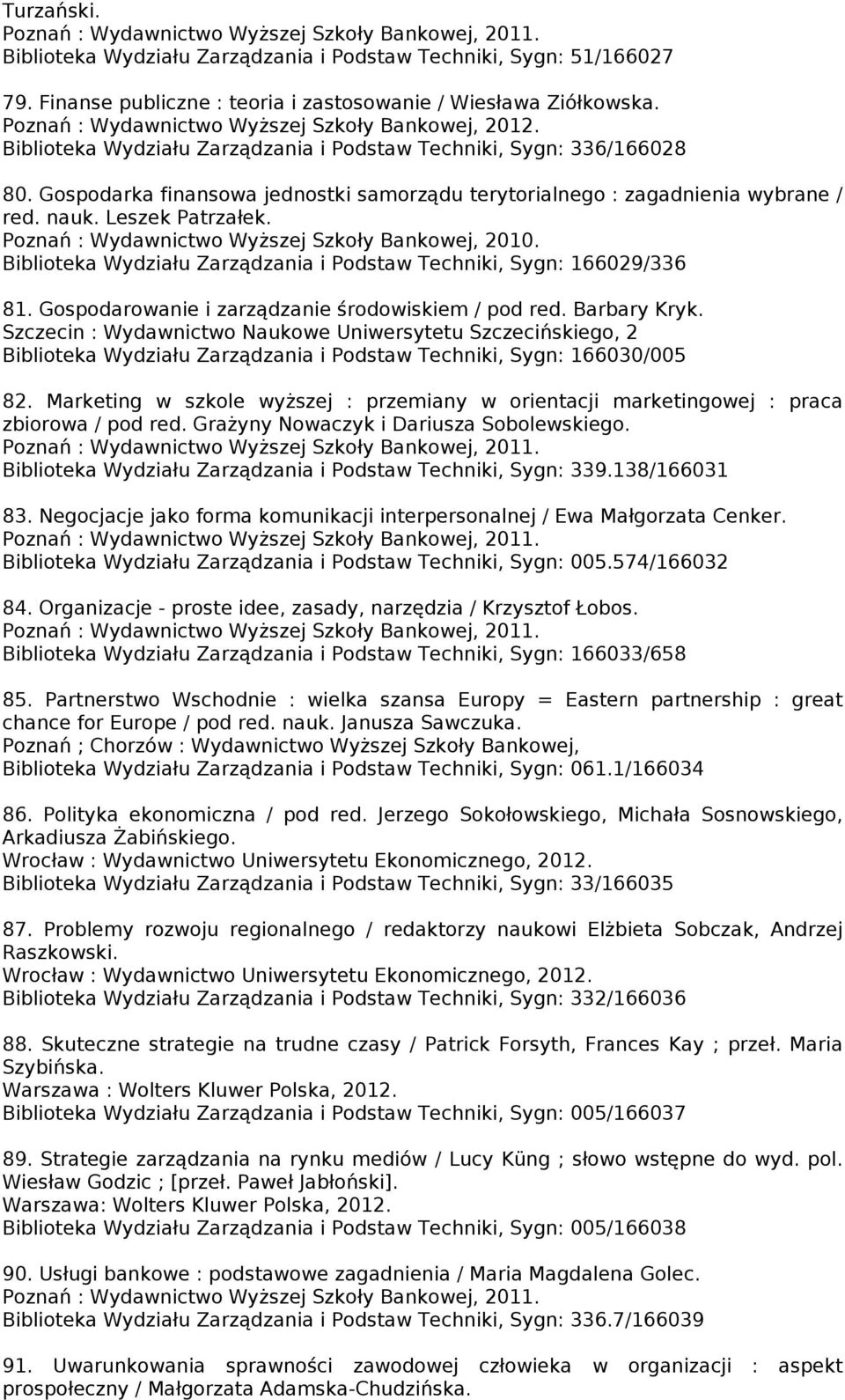 Gospodarka finansowa jednostki samorządu terytorialnego : zagadnienia wybrane / red. nauk. Leszek Patrzałek. Poznań : Wydawnictwo Wyższej Szkoły Bankowej, 2010.