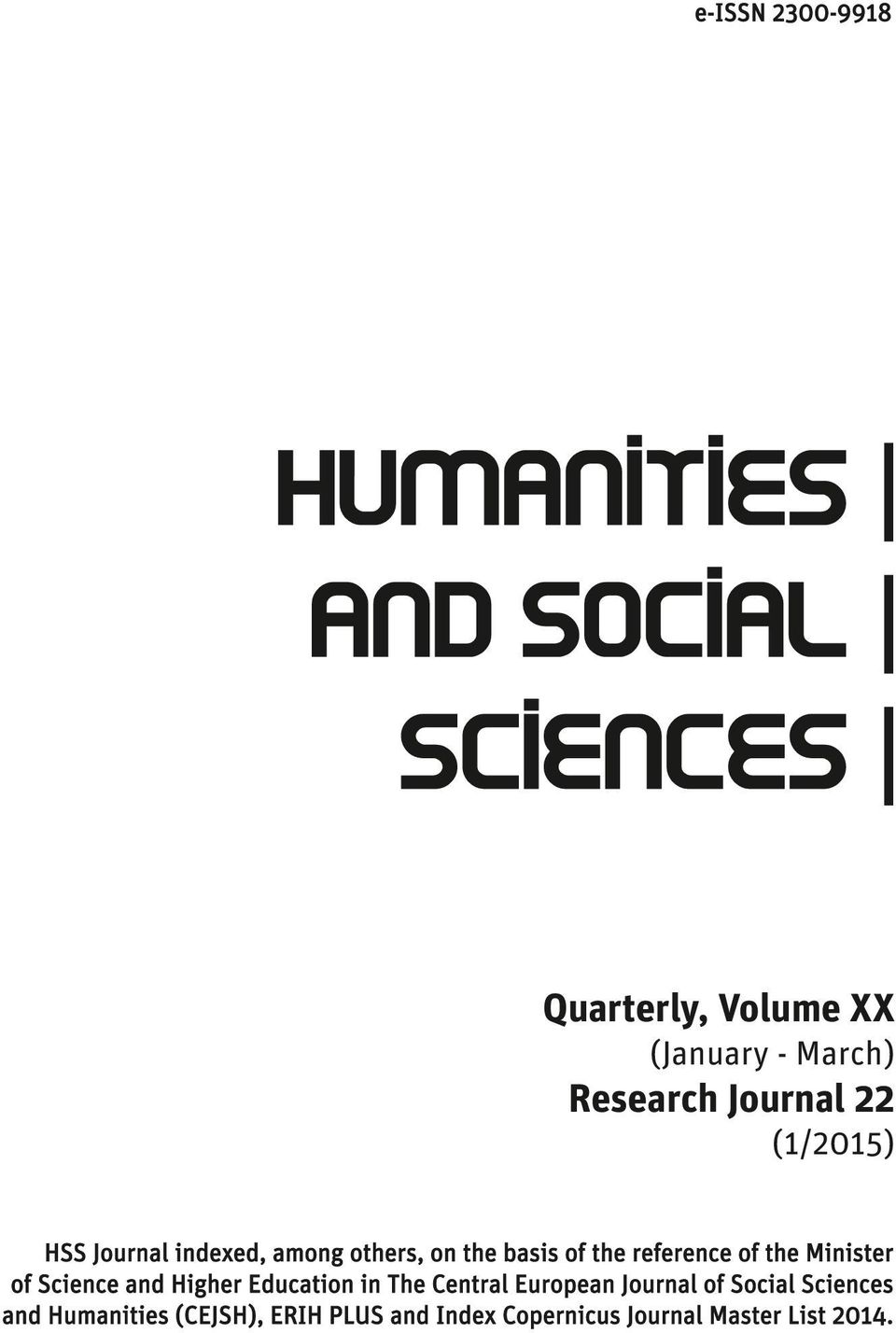 of Science and Higher Education in The Central European Journal of Social