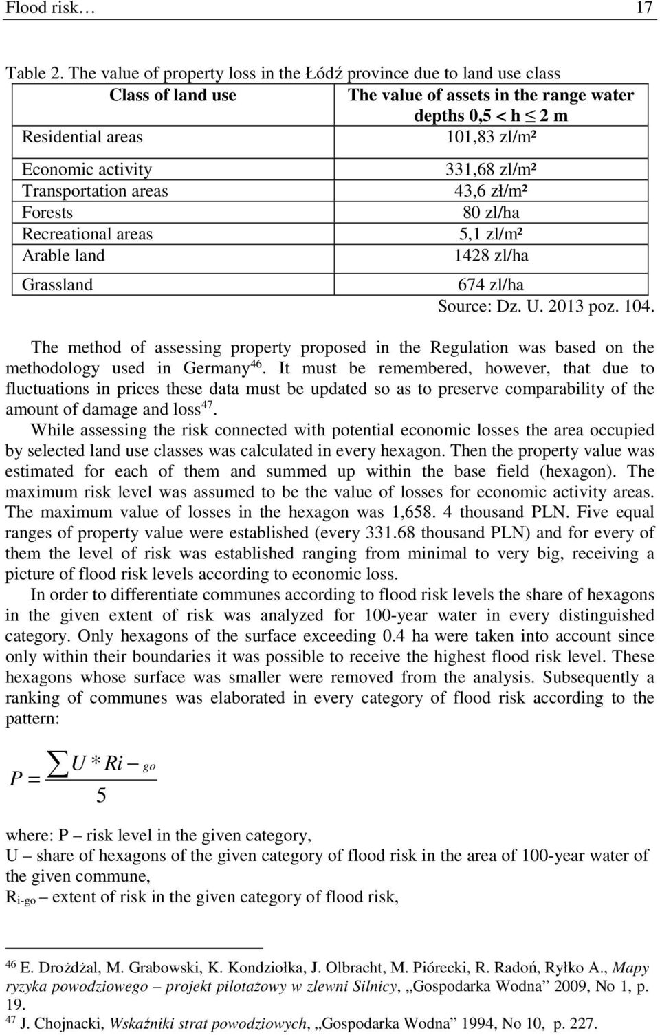 Transportation areas Forests Recreational areas Arable land Grassland 331,68 zl/m² 43,6 zł/m² 80 zl/ha 5,1 zl/m² 1428 zl/ha 674 zl/ha Source: Dz. U. 2013 poz. 104.