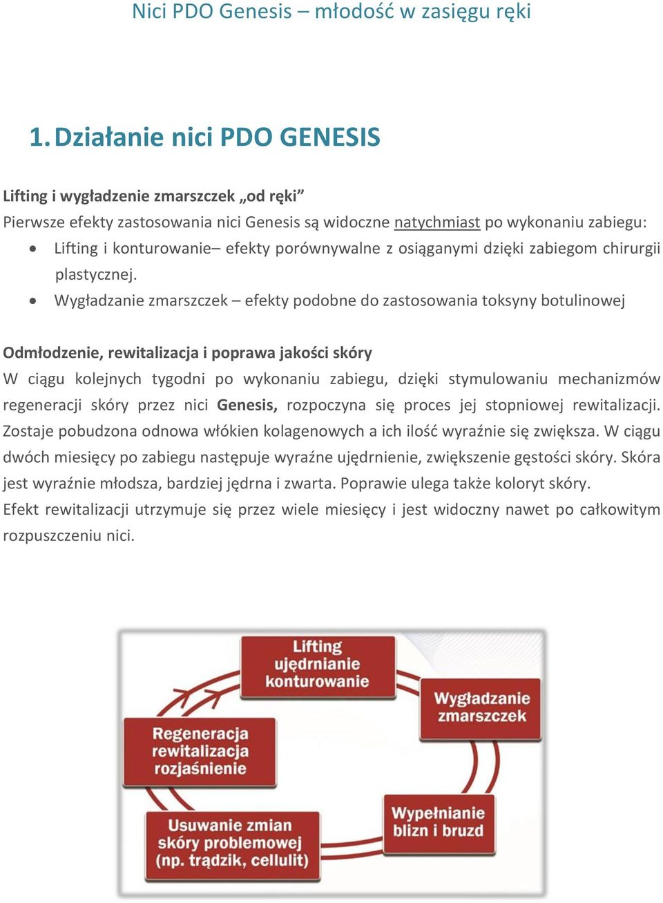 Wygładzanie zmarszczek efekty podobne do zastosowania toksyny botulinowej Odmłodzenie, rewitalizacja i poprawa jakości skóry W ciągu kolejnych tygodni po wykonaniu zabiegu, dzięki stymulowaniu