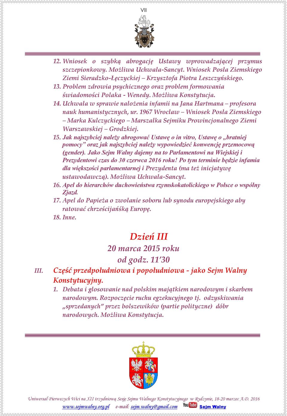 1967 Wrocław Wniosek Posła Ziemskiego Marka Kulczyckiego Marszałka Sejmiku Prowincjonalnego Ziemi Warszawskiej Grodzkiej. 15.