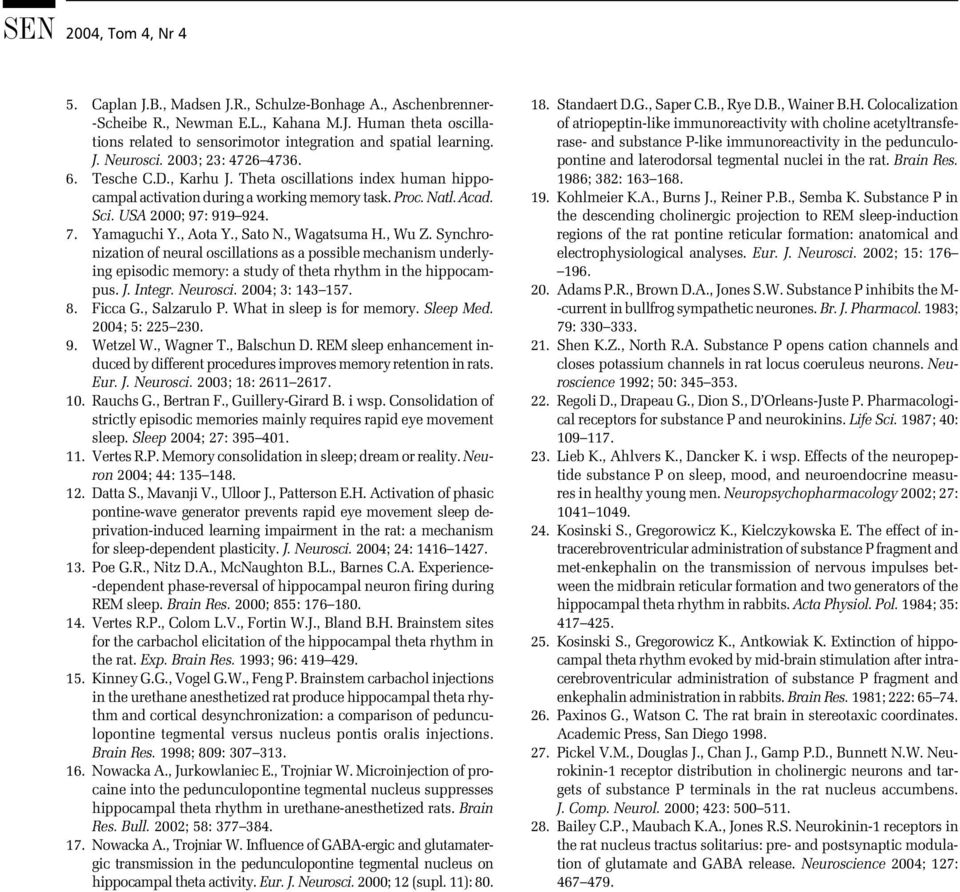 Yamaguchi Y., Aota Y., Sato N., Wagatsuma H., Wu Z. Synchronization of neural oscillations as a possible mechanism underlying episodic memory: a study of theta rhythm in the hippocampus. J. Integr.