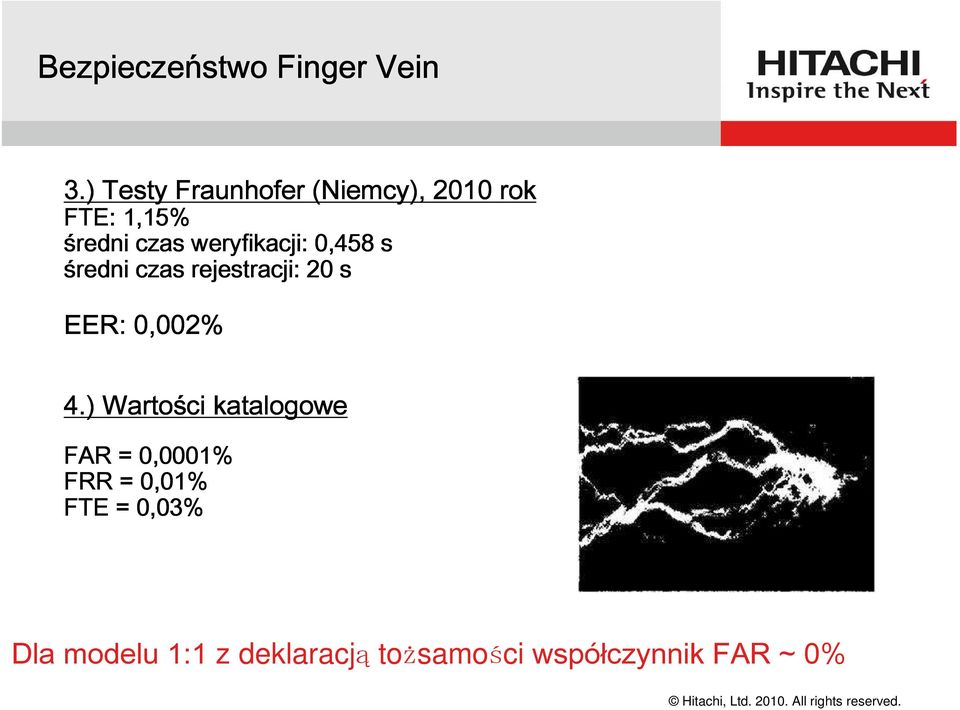 0,458 s średni czas rejestracji: 20 s EER: 0,002% 4.