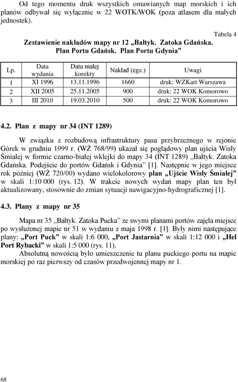 03.2010 500 druk: 22 WOK Komorowo 4.2. Plan z mapy nr 34 (INT 1289) W związku z rozbudową infrastruktury pasa przybrzeżnego w rejonie Górek w grudniu 1999 r.