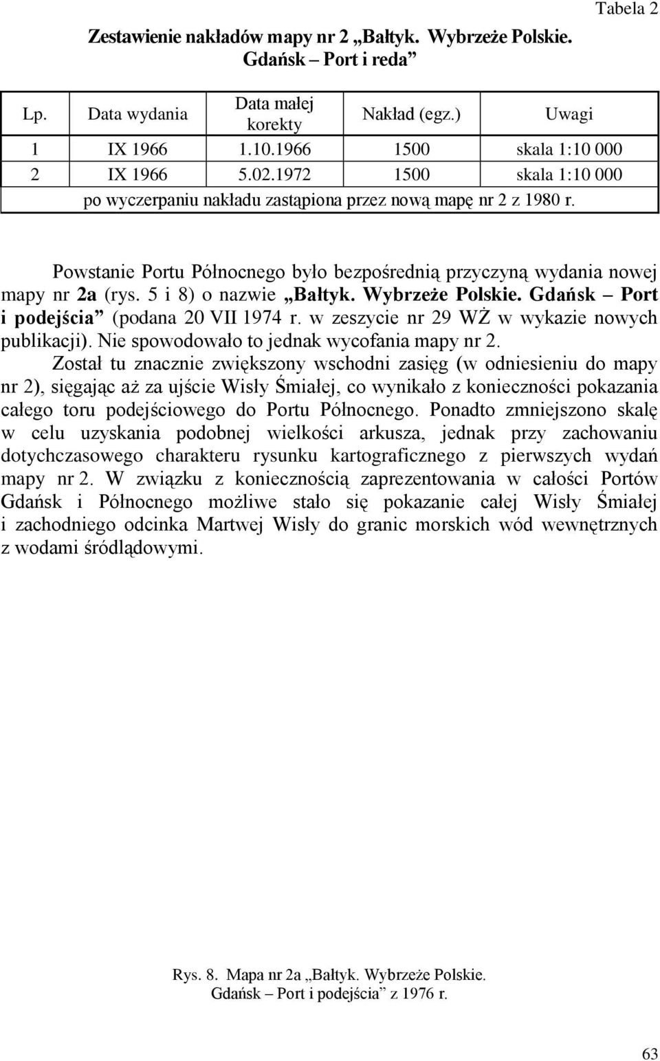 Wybrzeże Polskie. Gdańsk Port i podejścia (podana 20 VII 1974 r. w zeszycie nr 29 WŻ w wykazie nowych publikacji). Nie spowodowało to jednak wycofania mapy nr 2.